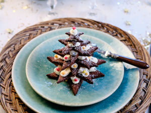 Set De Service Noël 6 Pièces - 5 Bols Sapin + Plateau Bois, Couleurs Rouge, Vert, Blanc, Pour Sauces Et Snacks