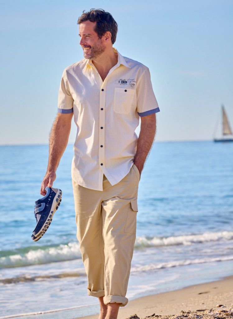 chemise beige flammé