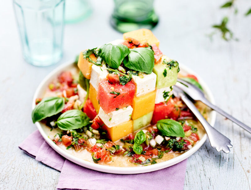 salade pastèque, melon et avocat