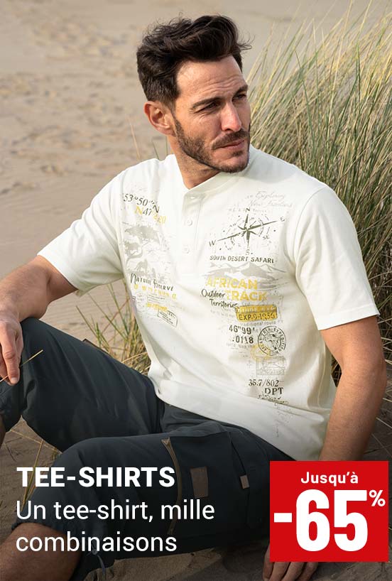 Tee-shirts homme jusqu'à moins 60 pourcent