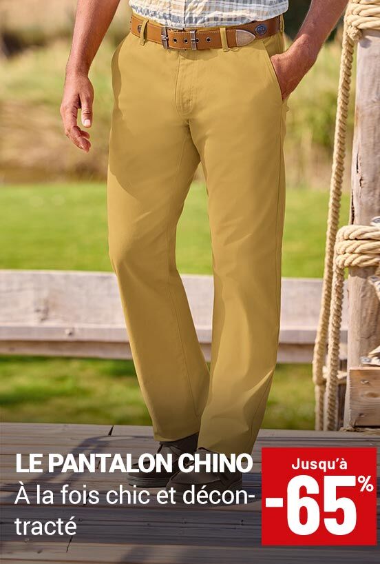 Le Pantalon chino, à la fois chic et décontracté jusqu'à -65%