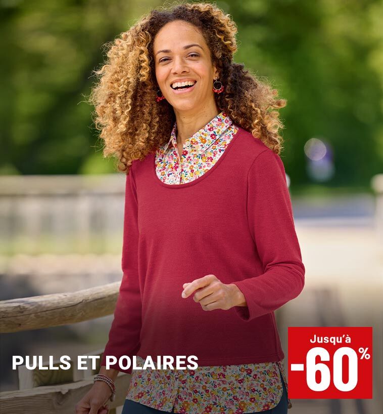 Pulls et polaires femme jusqu'à -60%