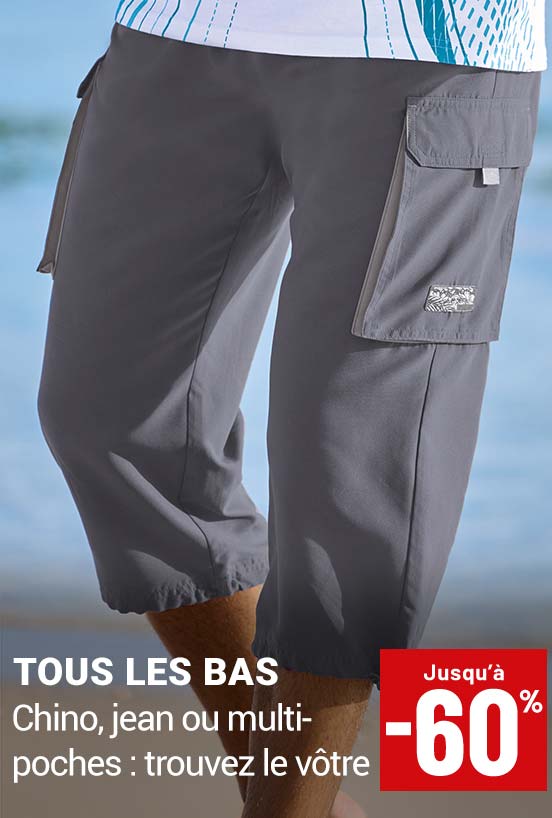 Pantalons, jeans, shorts et bermudas homme jusqu'à moins 60 pourcent