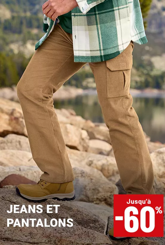 Jeans et pantalons homme jusqu'à -60%