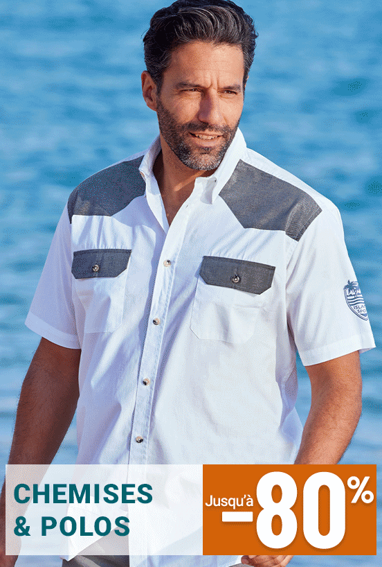 Chemises et Polos homme jusqu'à -80%