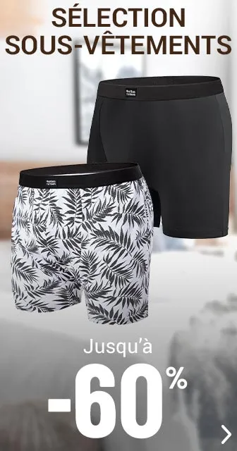 Sous-vêtements homme jusqu'à -60%