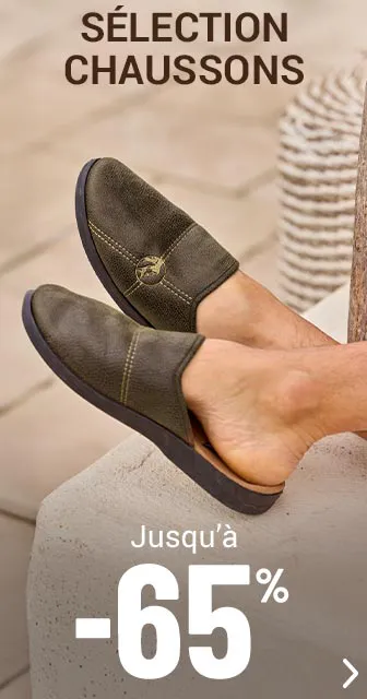 Sélection chaussons homme jusqu'à -65%