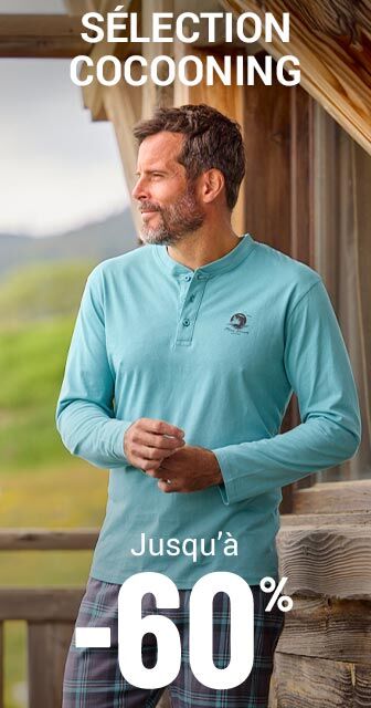 Vêtements cocooning homme jusqu'à -60%