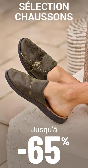 Sélection chaussons homme jusqu'à -65%