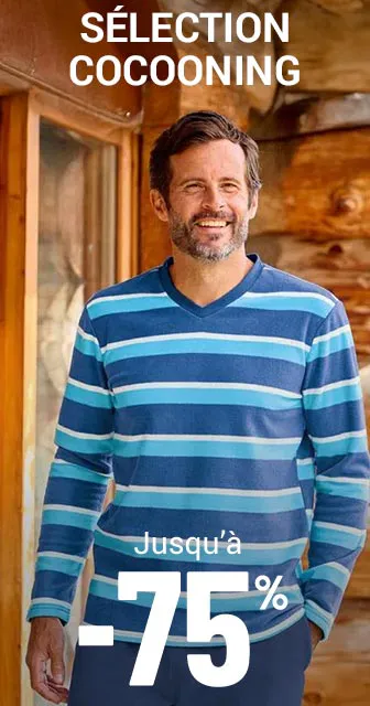 Vêtements cocooning homme jusqu'à -75%