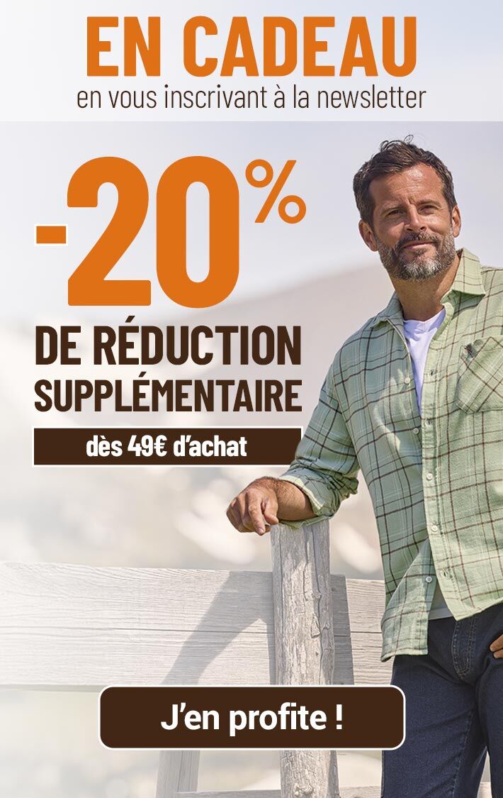 -20% offert en vous inscrivant à la newsletter