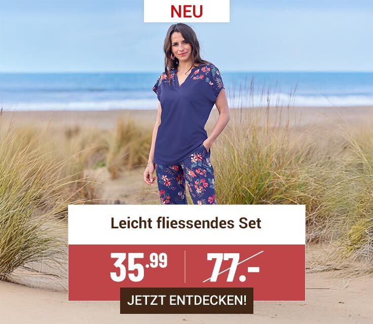 Leicht fliessendes Set mit Blumendekor