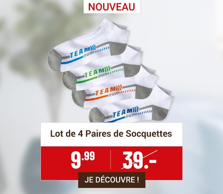 Lot de 4 Paires de Socquettes Sport