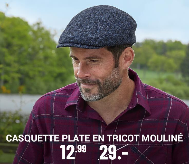 Casquette Plate en Tricot Mouliné