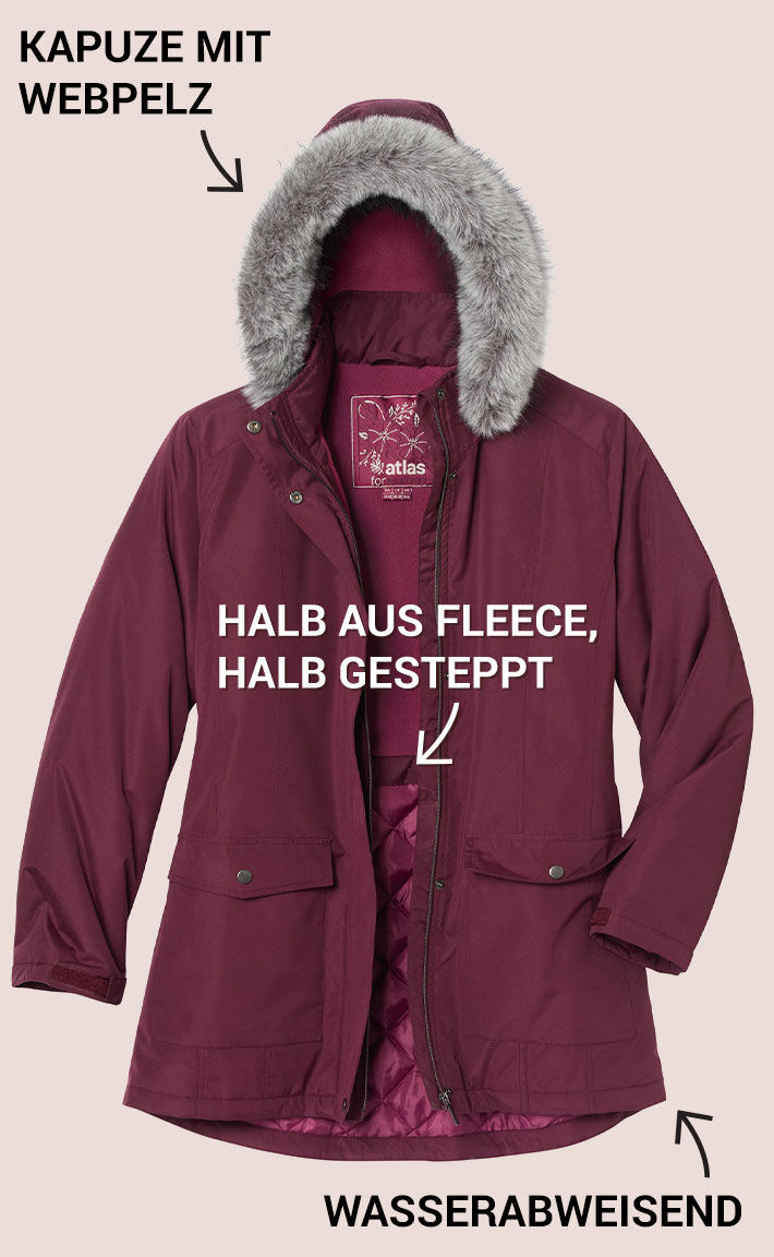 bordeaux roter parka damen