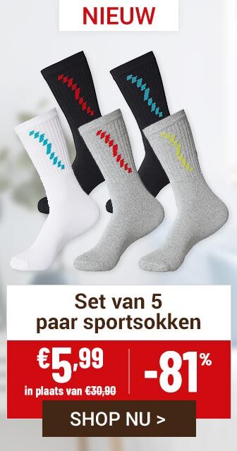 Set van 5 paar sportsokken voor min 81 procent