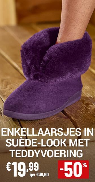 Enkellaarsjes in suede-look met teddyvoering