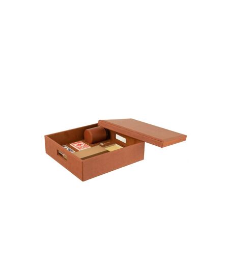 Boîte Jeux de Cartes & Échiquier Ezra 35cm Cognac