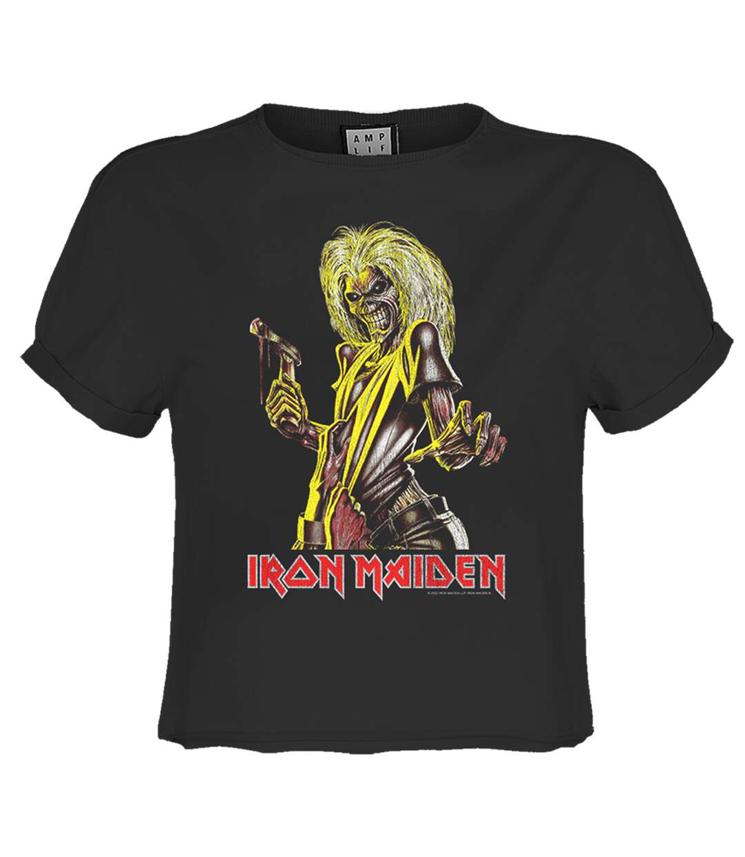 Womens/ladies Killers Iron Maiden Crop Top Charcoal Amplified-1