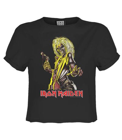 Womens/ladies Killers Iron Maiden Crop Top Charcoal Amplified