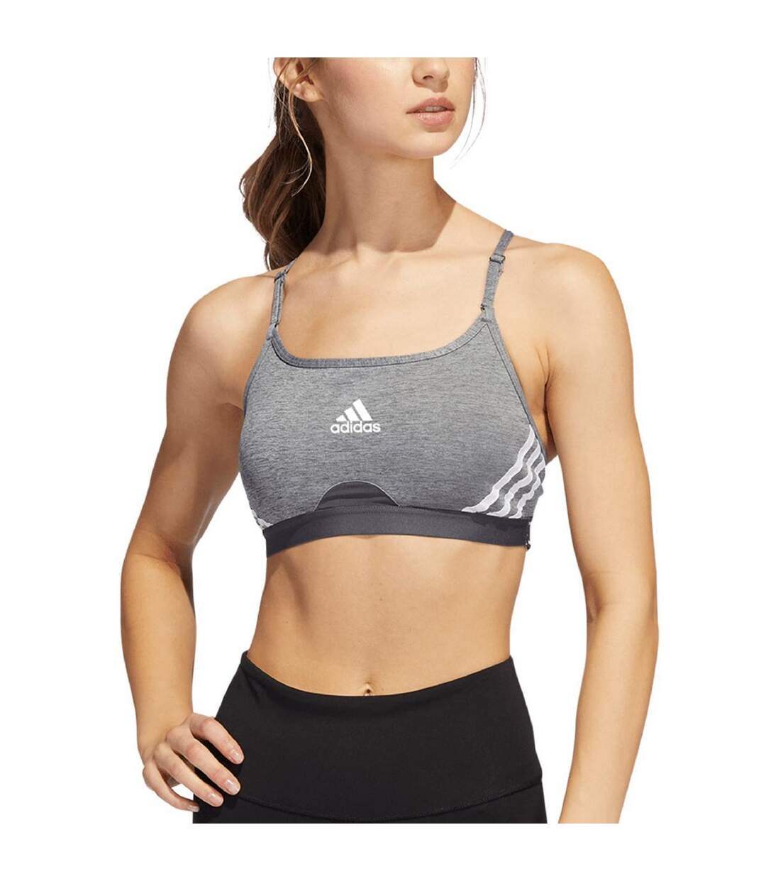 Brassière De Sport Entraînement Style Triple Rayures Aeroreact Femme Gris Adidas-1