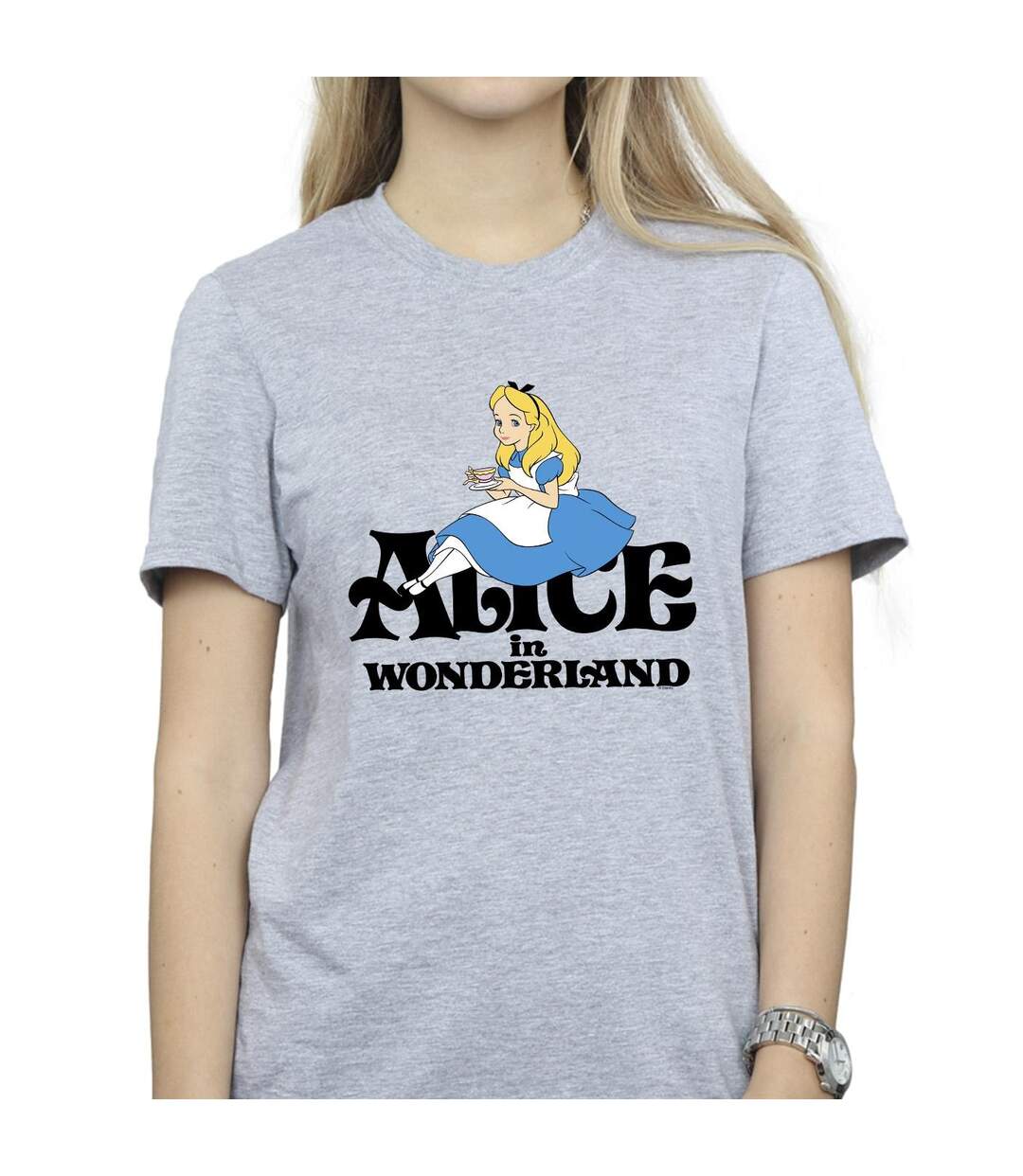 Disney - T-shirt ALICE IN WONDERLAND TEA DRINKER CLASSIC - Femme (Gris sportif) - UTBI9023-3