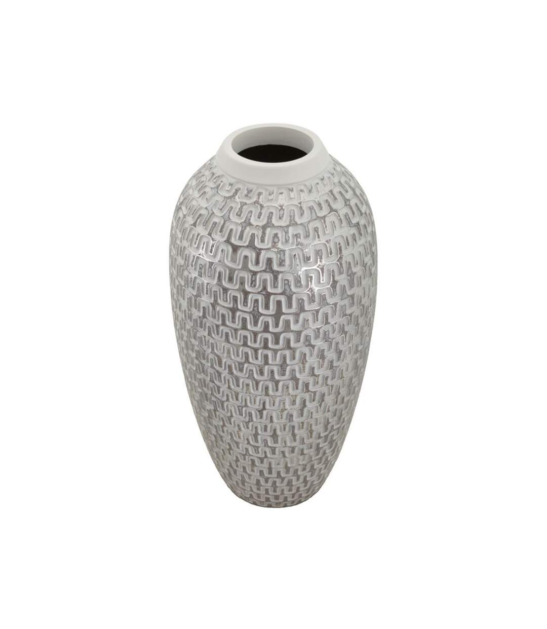 Vase Déco en Résine Wave 43cm Blanc-2