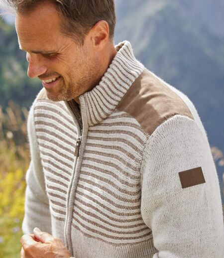 Autentický pletený sveter na zips