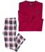 Men's Burgundy Checked Cotton Pyjamas  