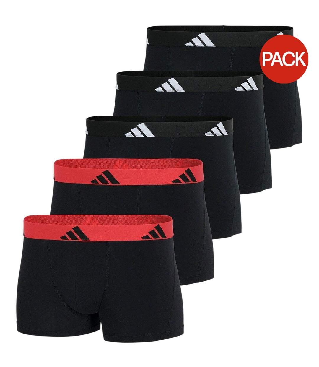 Lot De 5  Boxers Active Flex Homme Noir Rouge Adidas-2