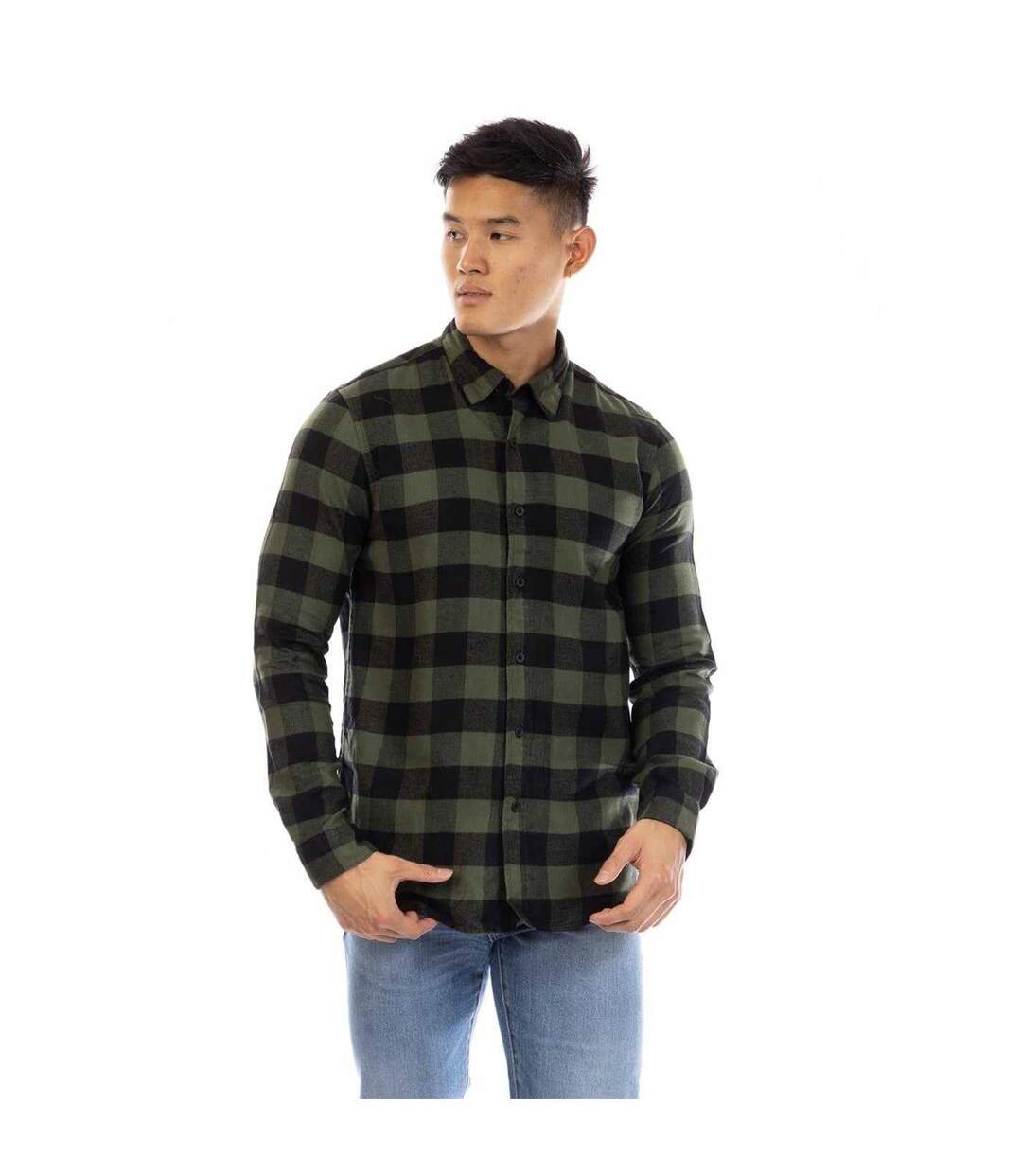 Chemise Manches Longues Motif/style À Carreaux Brodie Homme Vert Noir Peter Werth-2