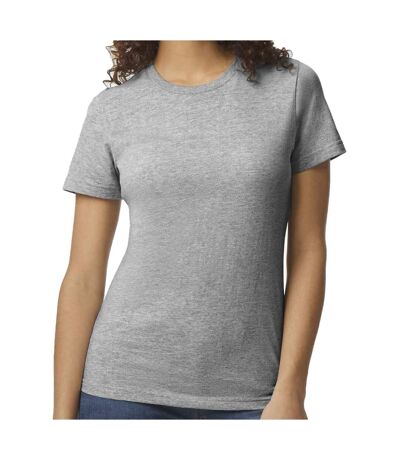 Womens/ladies Soft Midweight T-shirt Sports Grey Gildan