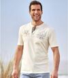 Pack of 2 Men's Button-Neck T-Shirts - Ecru Ochre Atlas For Men
