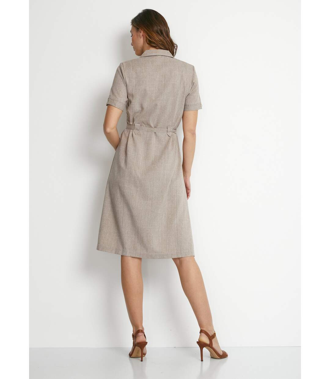 Robe-chemisier mi-longue coupe droite-2
