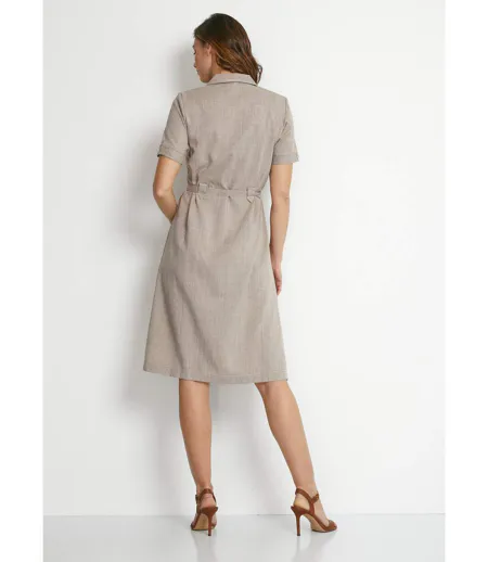 Robe-chemisier mi-longue coupe droite
