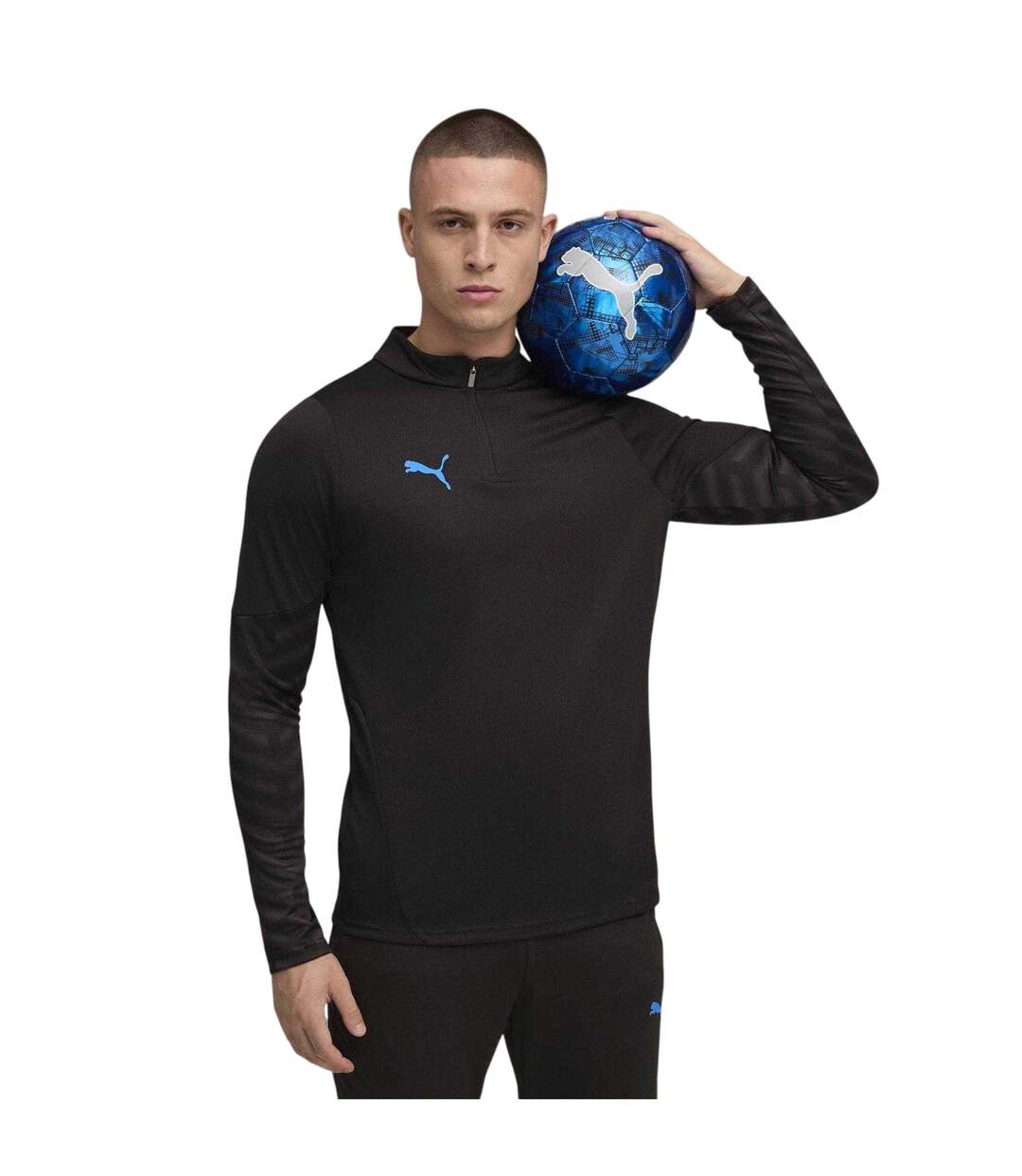 Mens Individual Cup Drill Top Black Blue Puma-4