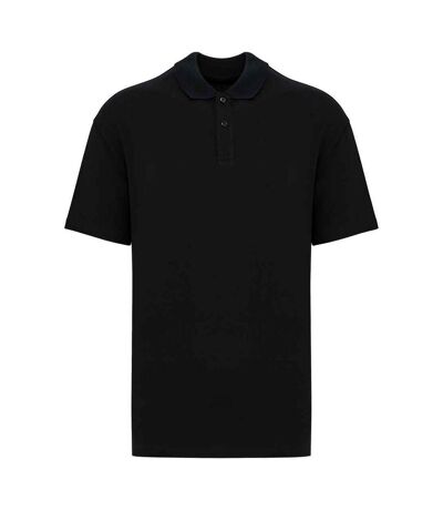 Mens pique drop shoulder polo shirt black Native Spirit
