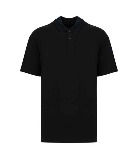 Mens pique drop shoulder polo shirt black Native Spirit