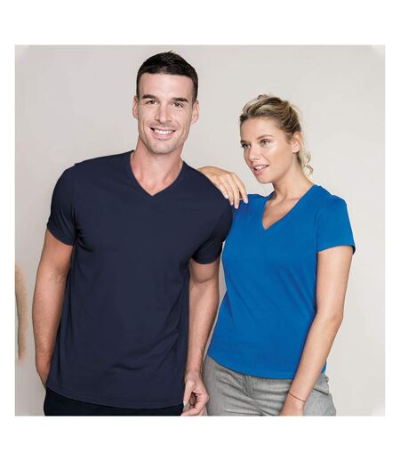 T-shirt à manches courtes et col en V coupe cintrée Kariban pour homme (Bleu marine) - UTRW707