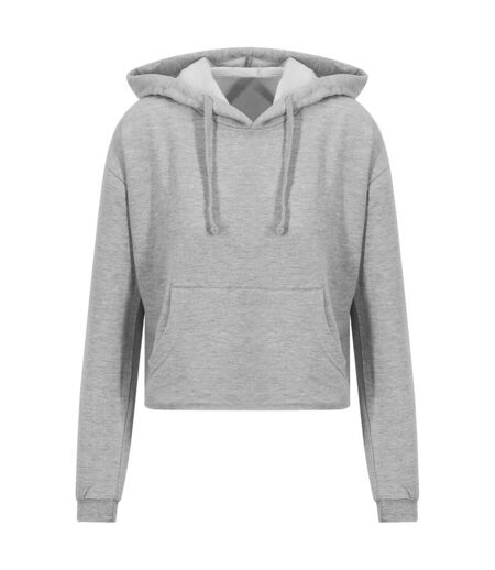 Sweat Court À Capuche Femme Gris Chiné Awdis