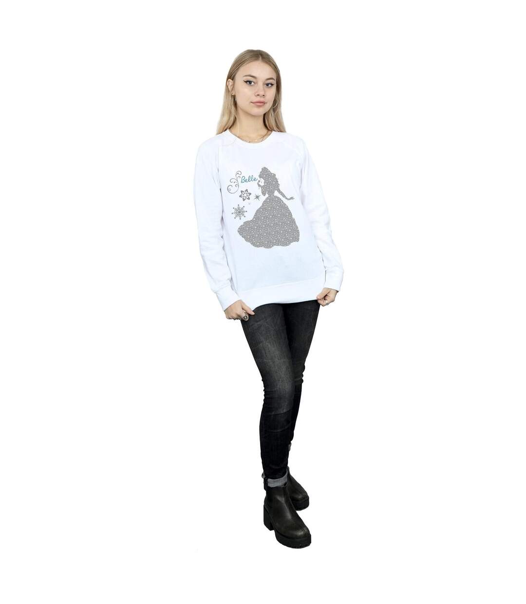 Disney Princess - Sweat BELLE CHRISTMAS SILHOUETTE - Femme (Blanc) - UTBI10276-4