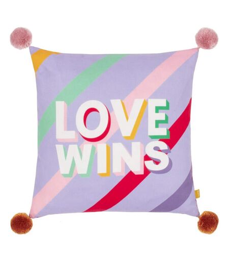 Love wins pom pom cushion cover 43cm x 43cm lilac Furn