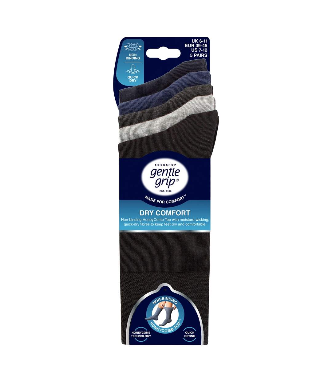 Gentle Grip - Homme 5 Paires Chaussettes Confort Douces Extensibles-2