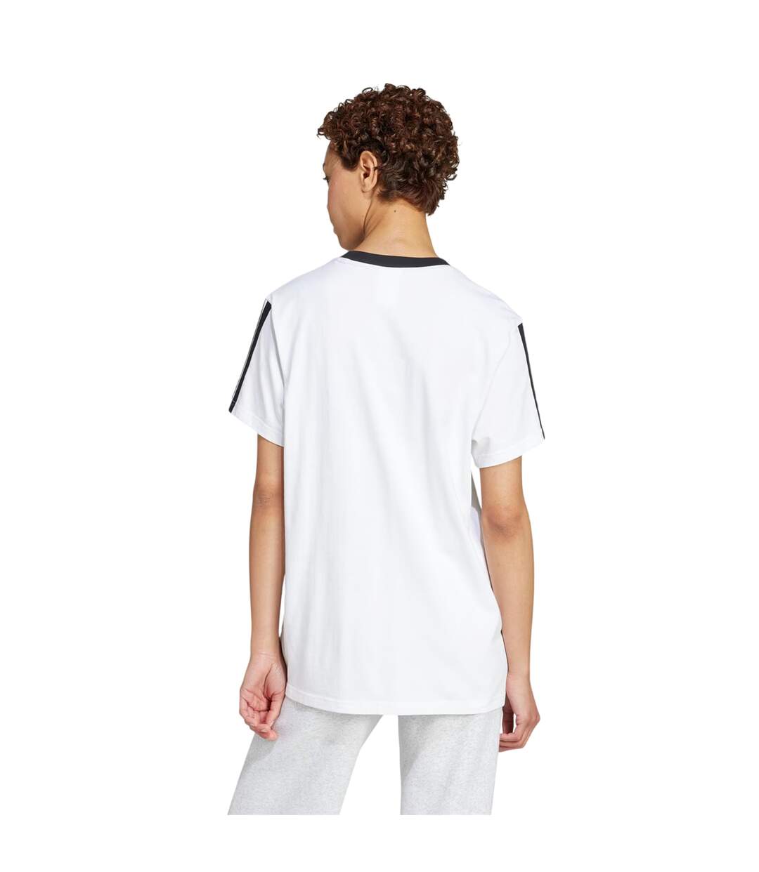 T-shirt Motif/style 3 Rayures Essentials Femme Blanc Noir Adidas-3