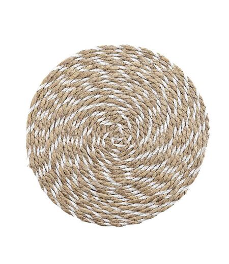 Set de Table Rond en Paille Nala 38cm Naturel & Blanc