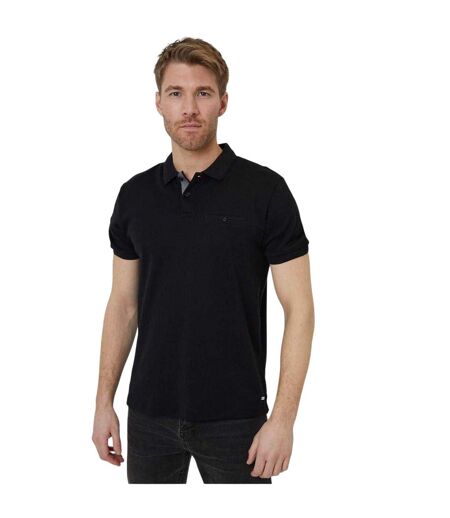 Mens Regular Rolled Short Sleeves Polo Shirt Black Threadbare