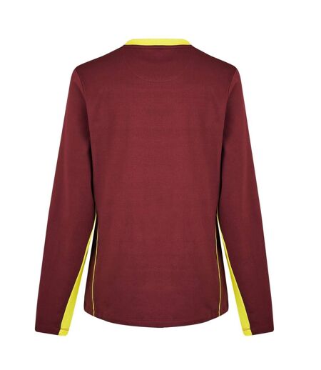 Womens/ladies West Indies Regular Long-sleeved Cricket T-shirt Maroon Castore