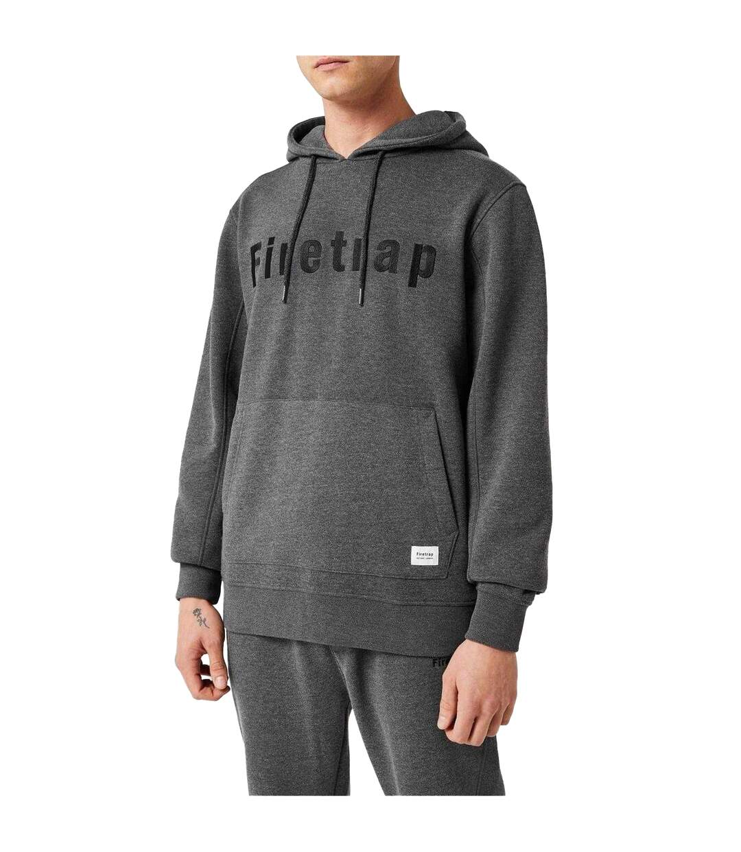 Sweat À Capuche Motif/style Graphique Homme Charbon Chiné Firetrap-4