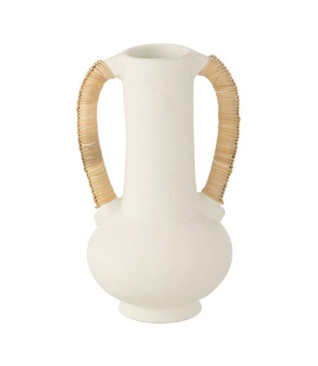 Vase Amphore Déco Léo 35cm Blanc & Naturel