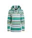 Womens/ladies lana stripe microfleece quarter zip hoodie aqua marine Weird Fish-1